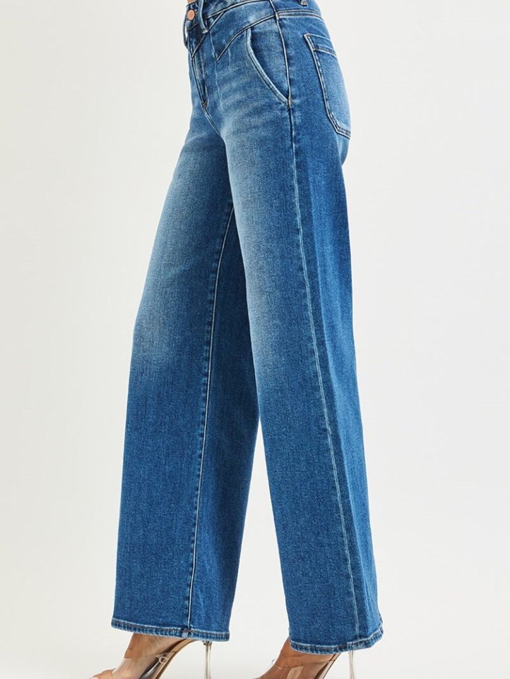3-0426 Risen High Rise Wide leg retro denim jeans - Picture 4 of 6